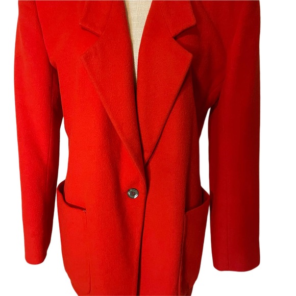 Vintage Neiman Marcus 100% Cashmere Red Orange One Button Blazer Jacket Size 8 - Picture 3 of 7